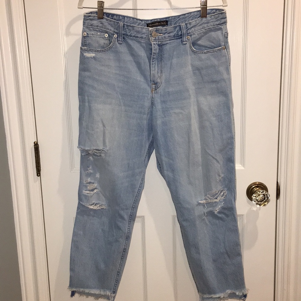 distressed denim boyfriend jeans